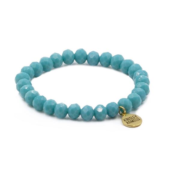 RETAIL $20 Kinsley Armelle Halo Collection Azure Beaded Bracelet*Velvet Pouch - Picture 1 of 3